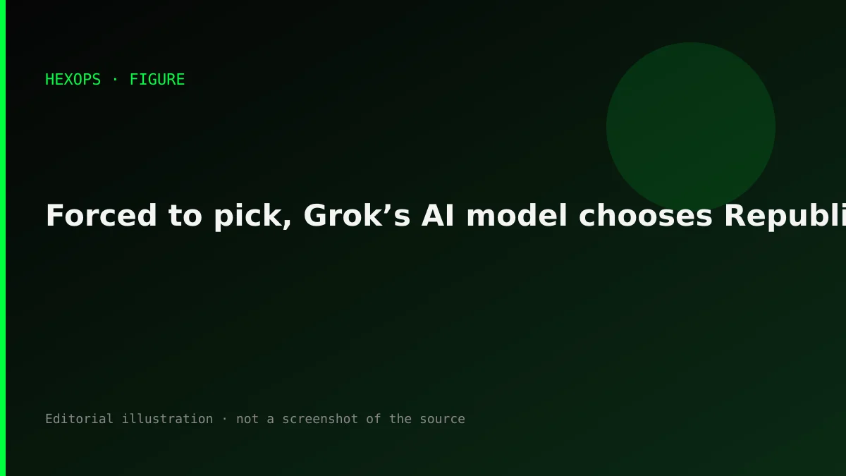 HEXOPS illustration: Forced to pick, Grok’s AI model chooses Republicans. OpenAI’s picks Democrats.
