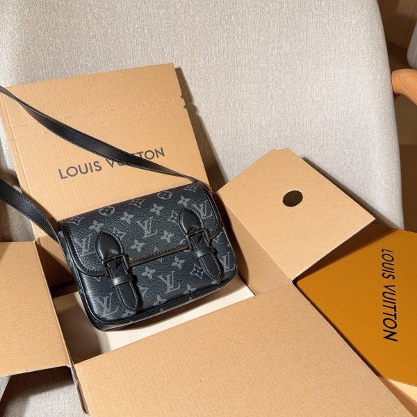Louis Vuitton black with grey monogram print satchel · 20x15x6 · LX-20
