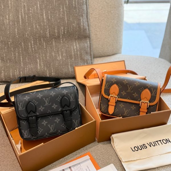 Louis Vuitton two-tone brown and tan, black and dark gray monogram sat