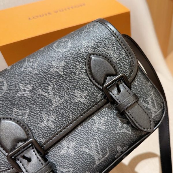 Louis Vuitton black with grey monogram print satchel · 20x15x6 · LX-20