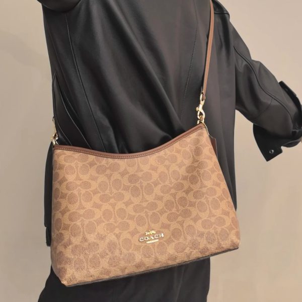 Coach brown with beige monogram shoulder bag