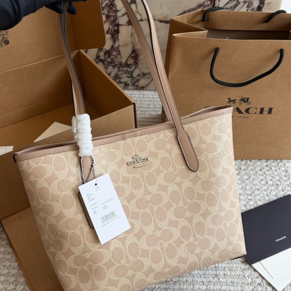 Coach Signature Print Small City Tote Bag, 23 cm