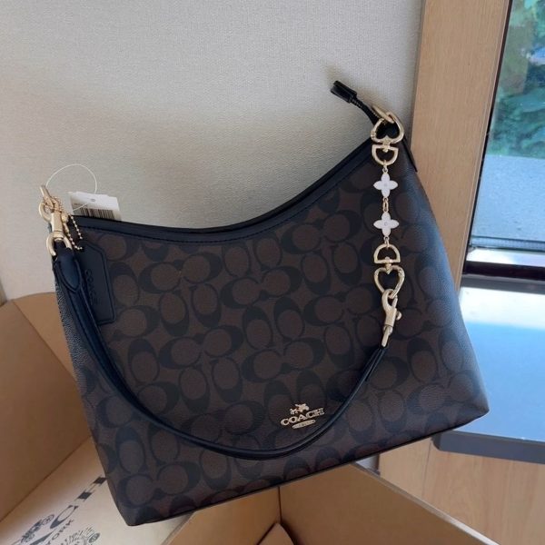 Coach Lauren Shoulder Bag with Clover Chain Charm