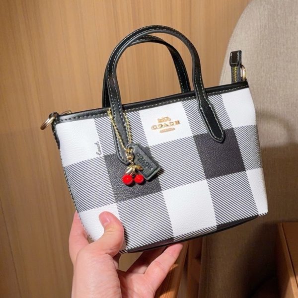 170 Coach 蔻驰 mini city15黑白格系列托特包 迷你购物袋 菜篮子 尺寸：16×14×9 礼盒包装a7