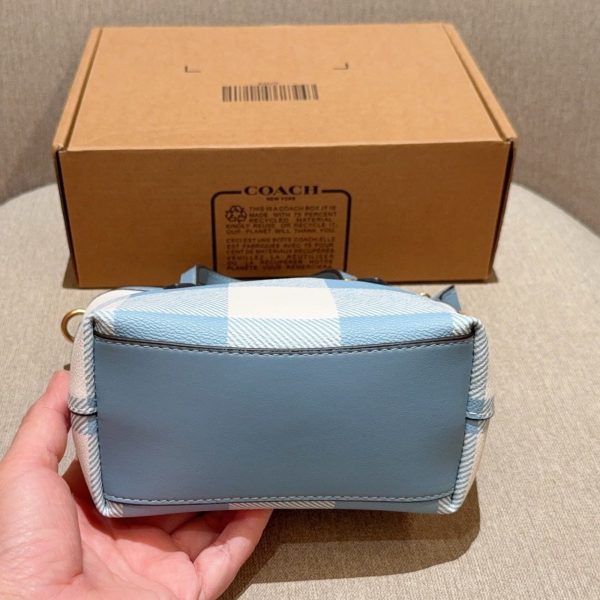 170 Coach 蔻驰 mini city15蓝白格系列托特包 迷你购物袋 菜篮子 尺寸：16×14×9 礼盒包装a7
