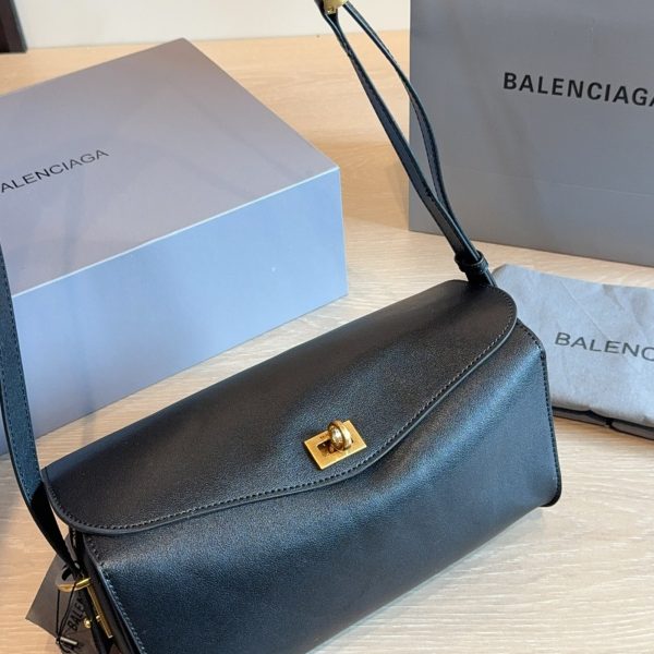 Balenciaga Rodeo Smooth Calfskin Flap Bag with Gold Hardware