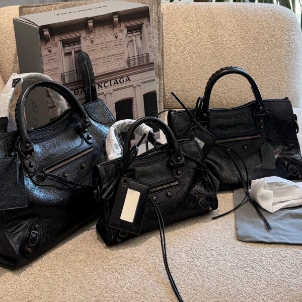 Balenciaga Le City Motorcycle Bag in Distressed Lambskin