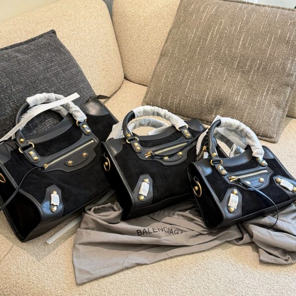Balenciaga Le City Suede Moto Bag Dark Brown Leather-Trim