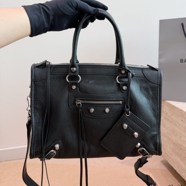 Balenciaga Classic City Small Black Leather Silver Hardware Moto Bag