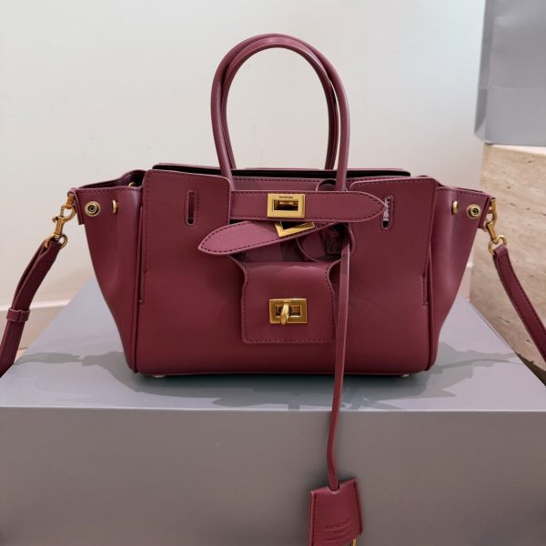 Structured Box-Calf Top-Handle Satchel, Medium, Ref P335