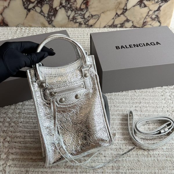 Balenciaga Neo Cagole Mini Motor Bag in Black Aged Leather