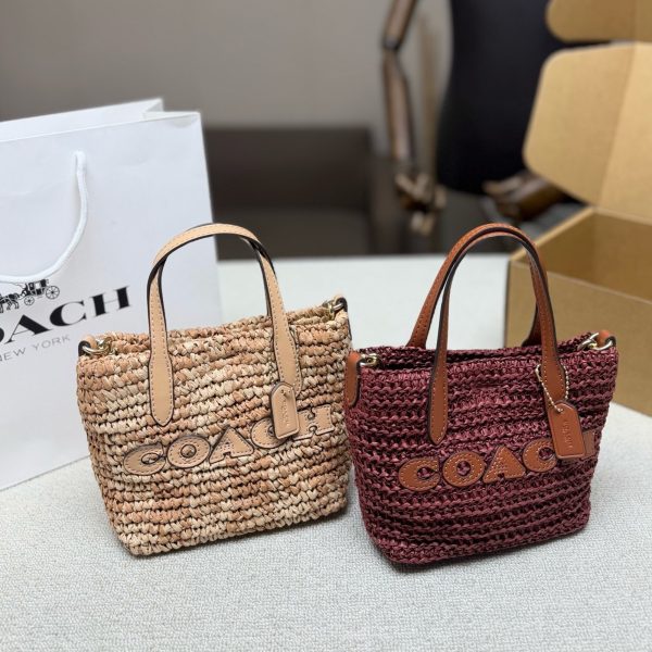 Coach City 15 Raffia Straw Basket Bag, Two Colors