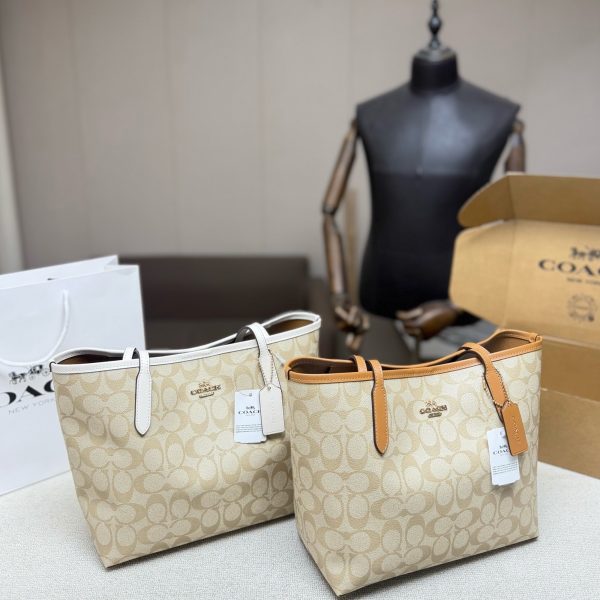 Coach City Tote 26 Signature Coated Canvas & Leather Trim