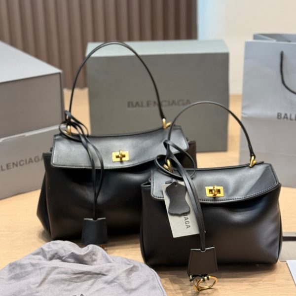 Oversized Soft Leather Shoulder Bag, Gold-Tone Hardware, P295