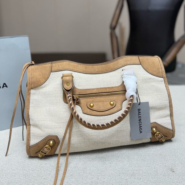 Le City Canvas Tote in Cream with Brown Suede — P320 / P310 / P300