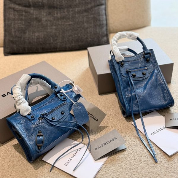 Balenciaga Le City Mini Leather Crossbody Bag, Black, P245