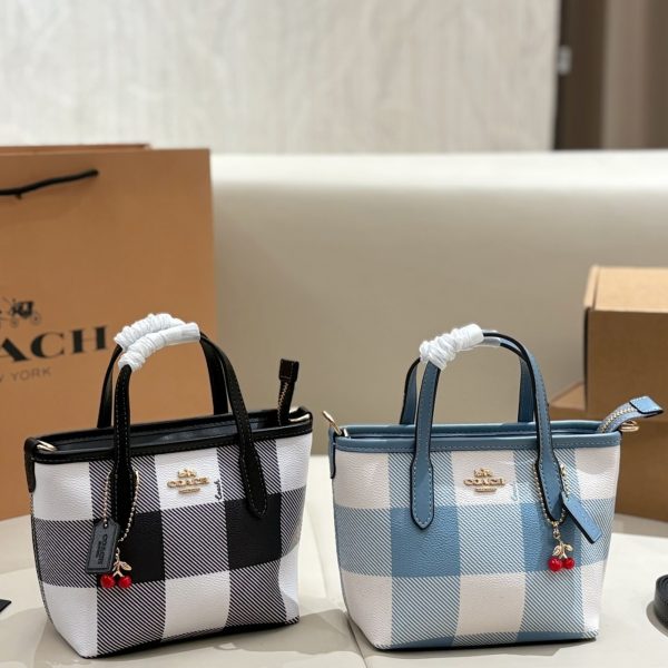 Coach City15 Mini Basket Bag in Signature Check Print, P129