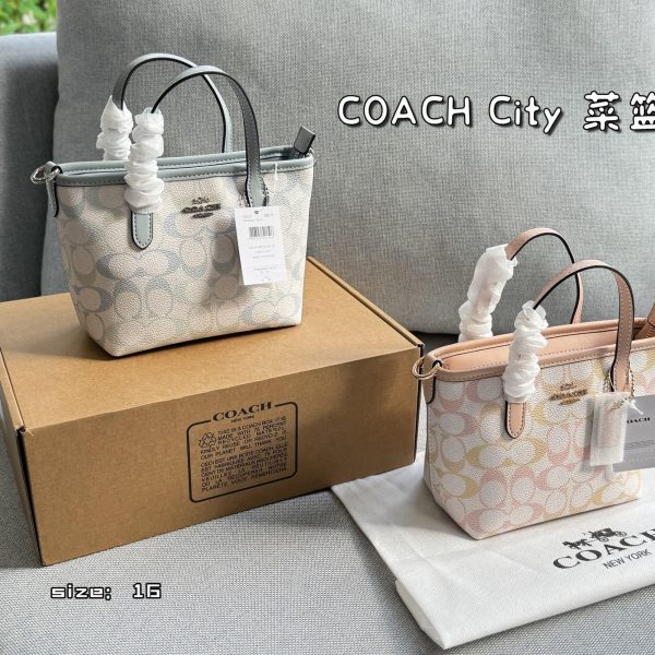 Coach City Tote Mini — Two-Tone Coated Canvas Tote Bag