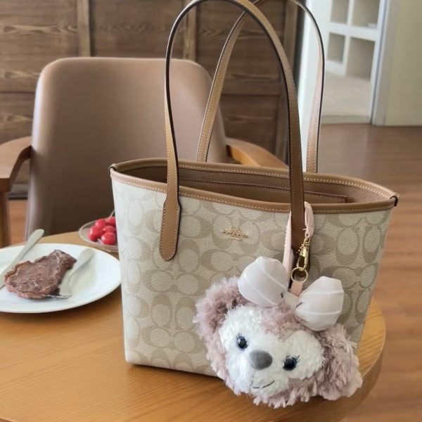 Coach Small City Tote Bag with Bag Charm, P134