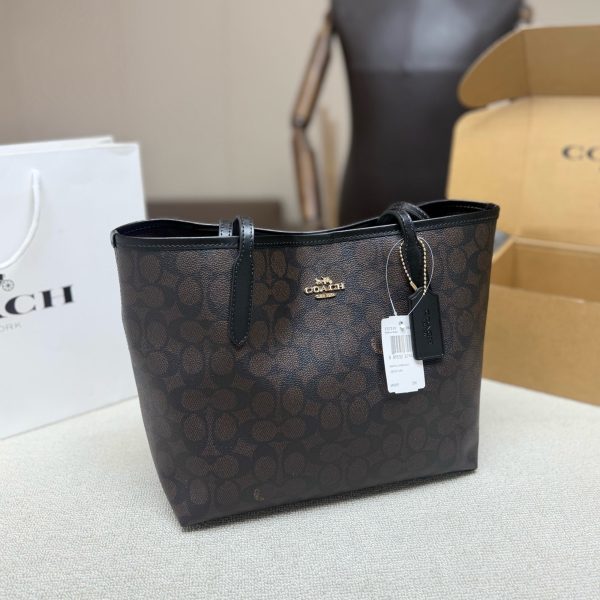 Coach City Tote 26 Signature Coated Canvas Tote, Brown — P205
