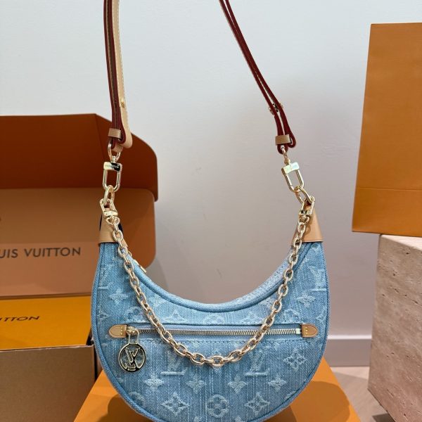 Louis Vuitton Loop Denim Moon Bag, 23 x 12 cm, P220