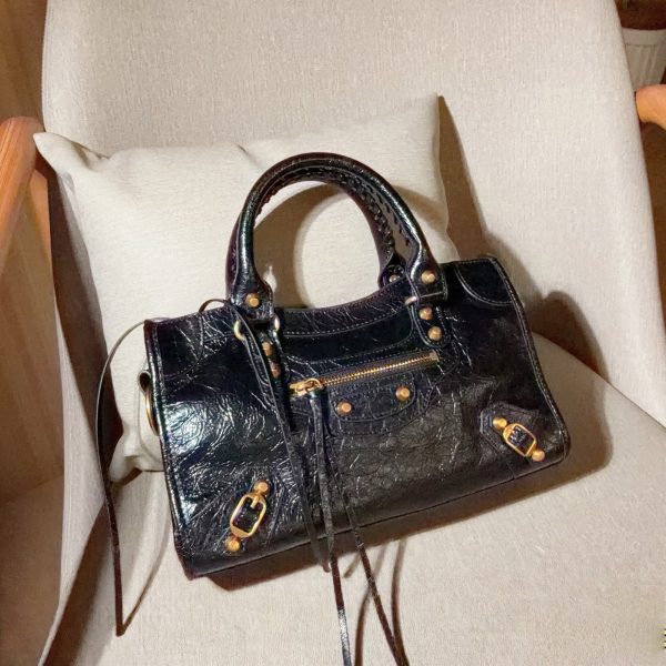 Balenciaga City Bag Medium Distressed Leather Motorcycle Satchel