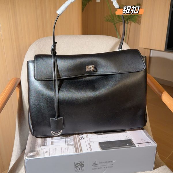 Large Leather Rodeo Top-Handle Tote 40cm