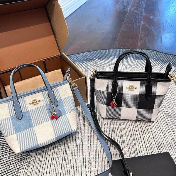 Coach Signature Check Mini City Tote Gift-Boxed 18 cm P175