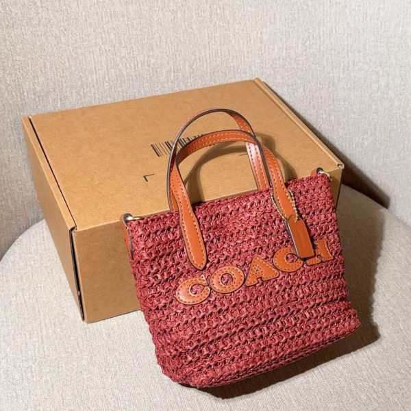 Coach City 15 Woven Straw Mini Tote