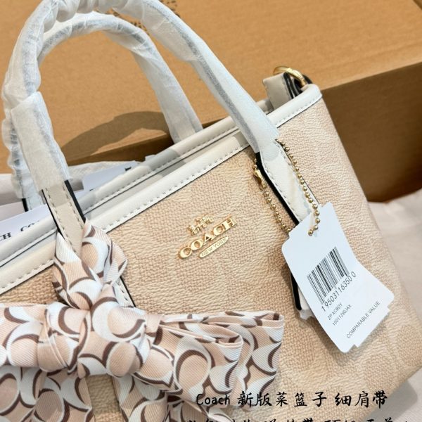 Coach City15 Mini Tote in Signature Canvas with Light Blue Trim