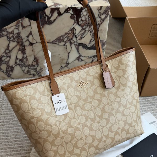 Coach Signature Canvas City Tote with Shoulder Straps — P230
