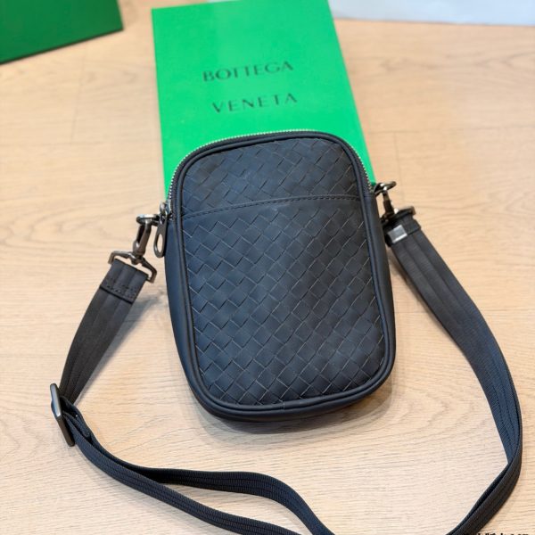 牛皮版本 p165 Bottega Veneta 编织皮质相机包 斜挎包​​，深蓝色 墨蓝色小牛皮 + 经典 Intre