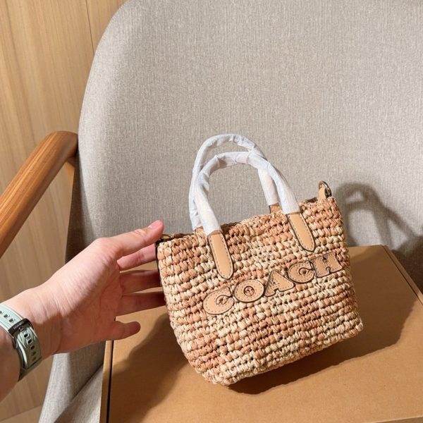 190 Coach 蔻驰 city15草编编织托特包 迷你购物袋 菜篮子 尺寸：15×14×7 礼盒包装e713