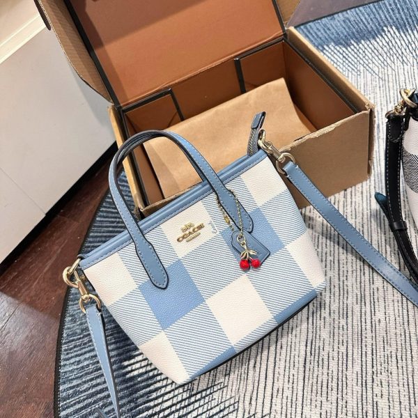 p175 礼盒包装 蔻驰coach 新品格纹mini city tote菜篮子 迷你购物袋 尺寸 18cm