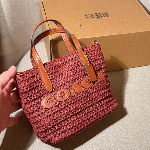 190 Coach 蔻驰 city15草编编织托特包 迷你购物袋 菜篮子 尺寸：15×14×7 礼盒包装e