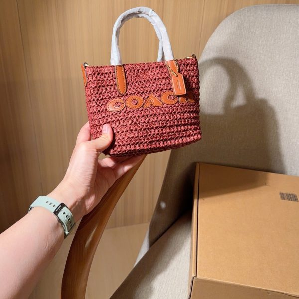 190 Coach 蔻驰 city15草编编织托特包 迷你购物袋 菜篮子 尺寸：15×14×7 礼盒包装e713