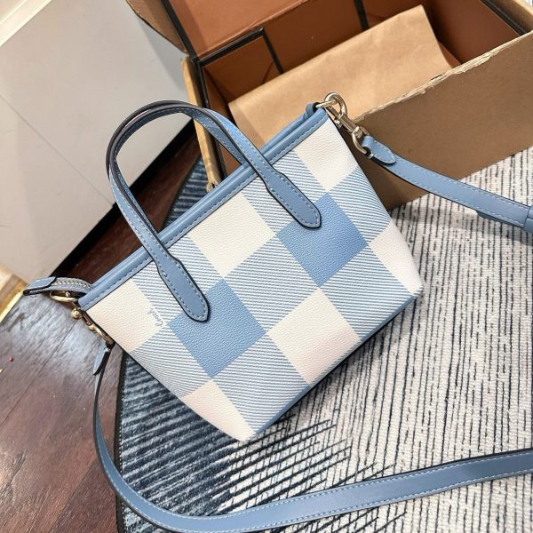 p175 礼盒包装 蔻驰coach 新品格纹mini city tote菜篮子 迷你购物袋 尺寸 18cm